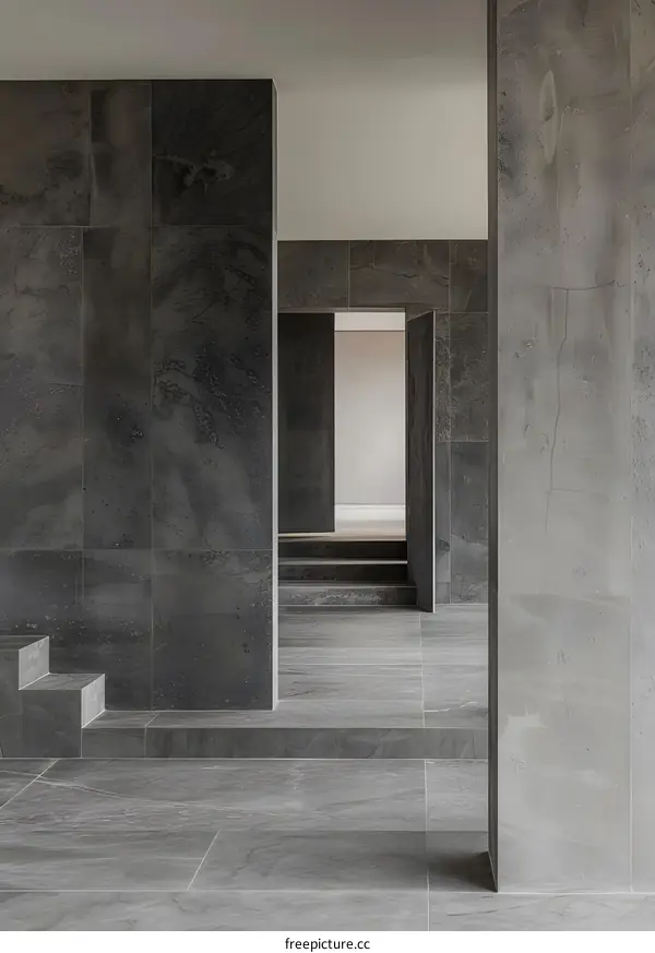 Modern Interior Design with Grey Stone Walls and Minimalist Architecture