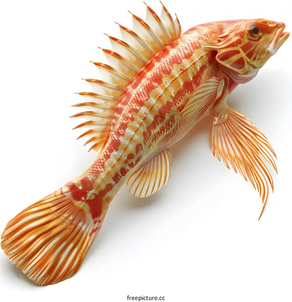 Red Rockfish Illustration on White
