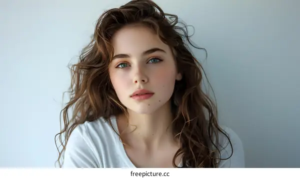 Portrait of a Young Woman with Freckles