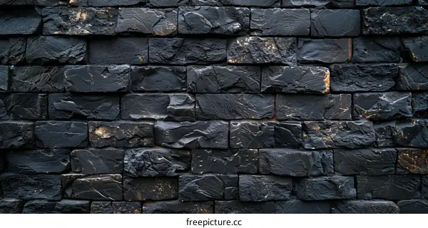 Black Burnt Brick Wall Texture Background