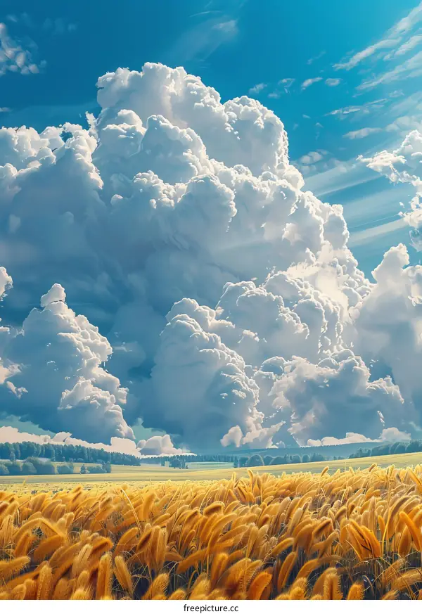 Stunning Golden Field Under a Dramatic Sky