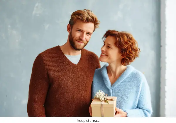 Couple Giving Gift  Celebration