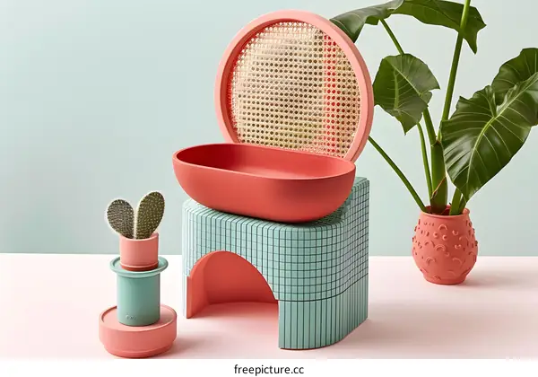 Modern Pink and Green Interior Design with Plants