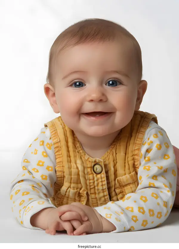 Portrait of a Cute Baby Girl with Blue Eyes