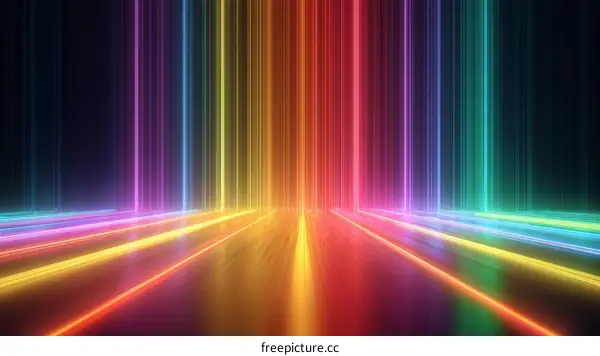 Neon Rainbow Lines Abstract Background