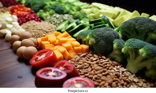 Fresh Vegetables and Nuts for a Healthy and Diverse Diet