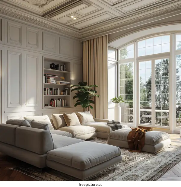 Modern Living Room Interior Design with Sofa and Window