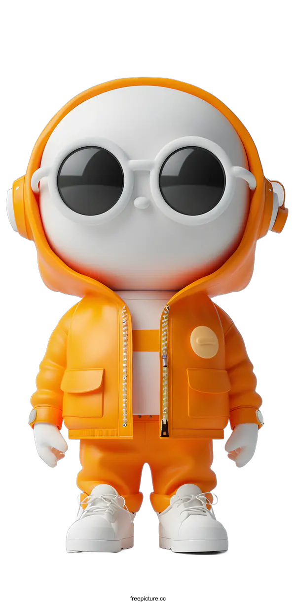 [Transparent Background PNG]Cool Cartoon Character Wearing Orange Jacket and Sunglasses
