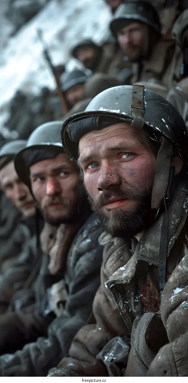 Portrait of a soldier in a snowy setting