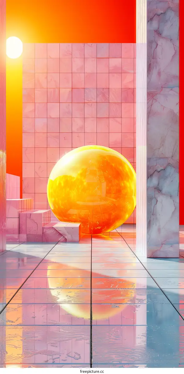 Minimalist Pink and White Space with Geometric Shapes