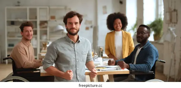 Diverse Team Collaboration in Modern Office