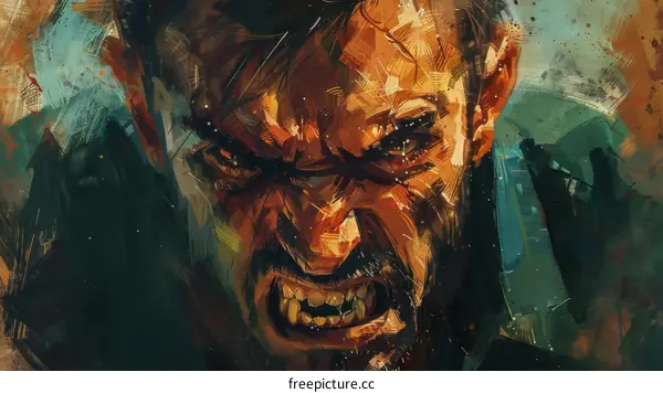 portrait of a fierce looking man