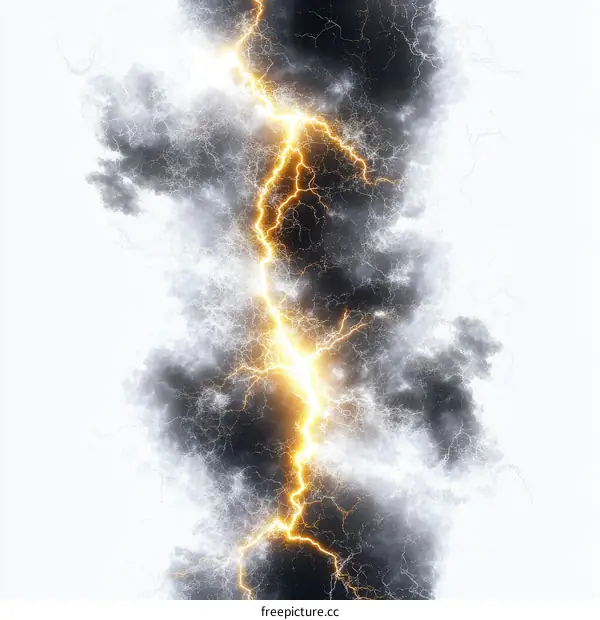 Powerful Lightning Striking Through Clouds