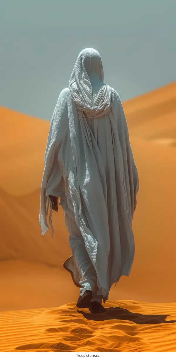 A Lone Figure Treks Across a Desolate Desert Landscape