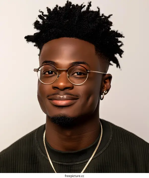 Portrait of a Young Black Man with Glasses