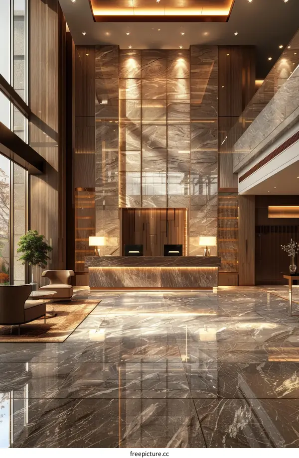 Luxury Hotel Lobby Interior Design Illustration