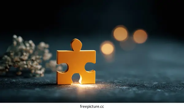 Illuminated Puzzle Piece Representing Completion