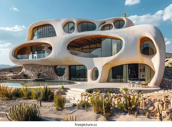 futuristic architecture in the middle of the desert