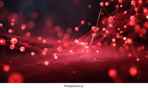 Abstract Network of Red Particles