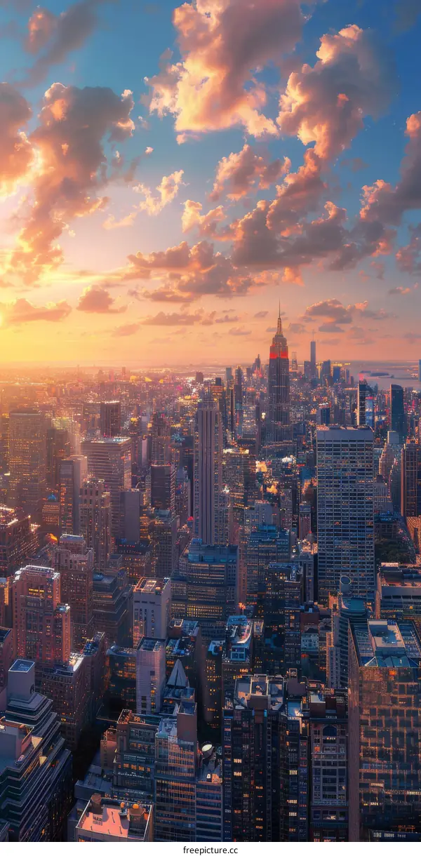 New York City's Skyline at Sunset