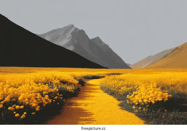 Colorful Mountain Valley Flowerscape