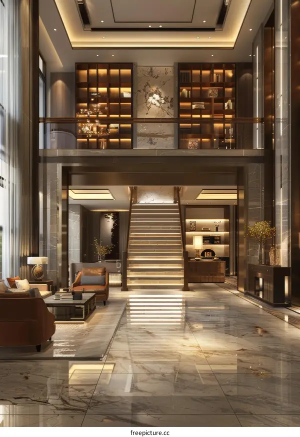 Modern Duplex Apartment Living Room with Stunning Views