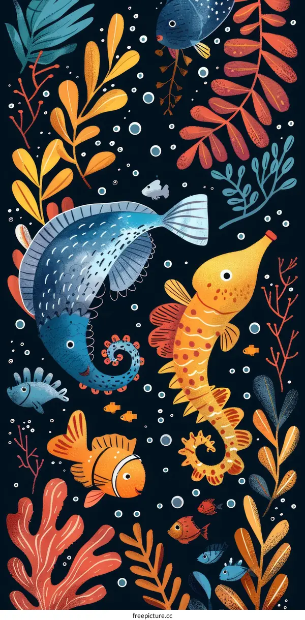 A School of Fish Swimming Through a Coral Reef