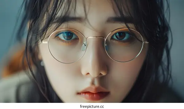 Portrait of a young woman wearing glasses