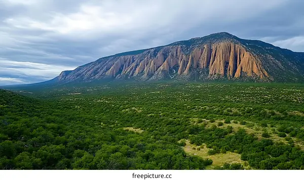 A Stunning Mountain Range Landscape in a Dry Forest