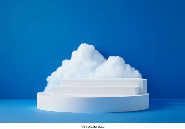 Modern Minimalist White Cloud Display Platform