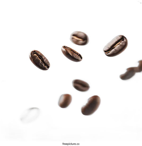 [Transparent Background PNG]Coffee Beans in Motion on transparent background