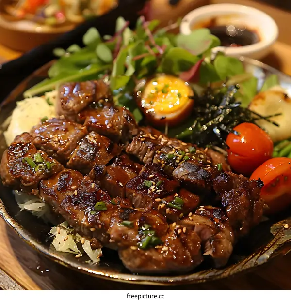 korean food dish with beef and egg