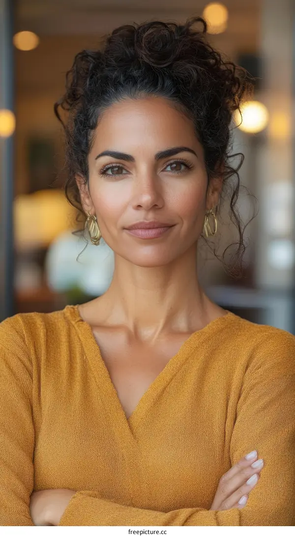 Confident Woman in a Mustard Yellow Top