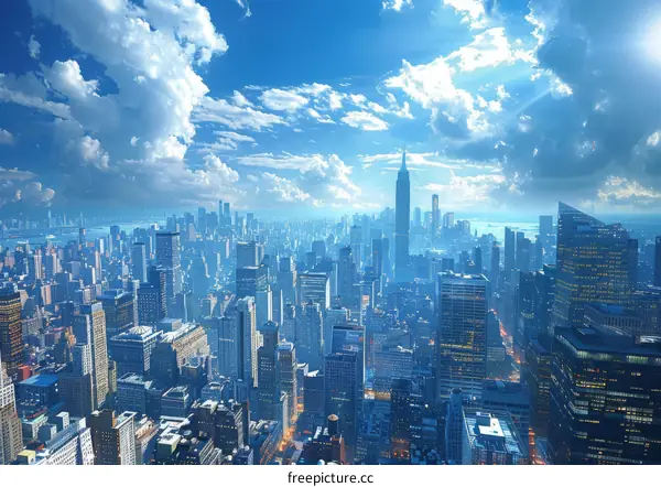 New York City Skyline Beautiful Day View