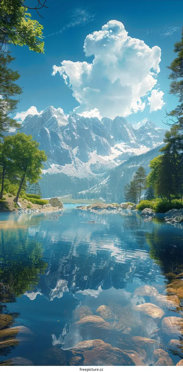 Serene Mountain Lake Landscape