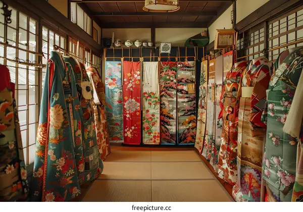 A room full of colorful kimono