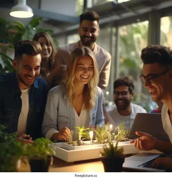 Colleagues working together on a project in the office