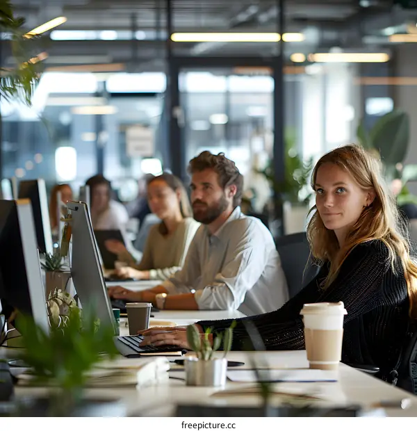 Portrait of a young businesswoman smiling at the camera in a modern office