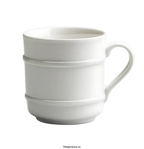 [Transparent Background PNG]Elegant White Ceramic Mug with Decorative Bands