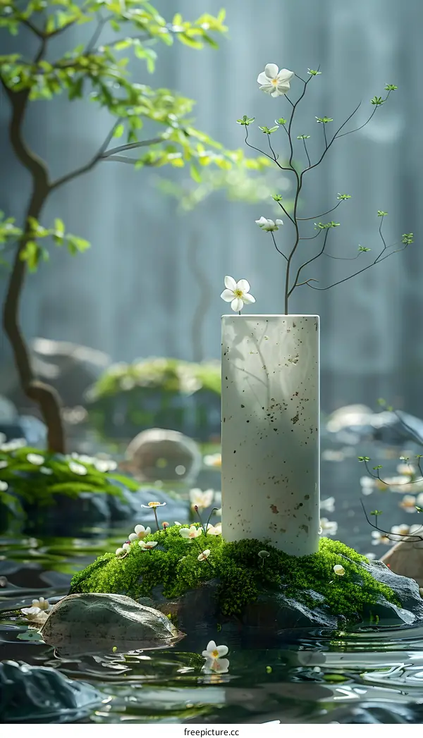 Zen Garden Flowers Water Serenity