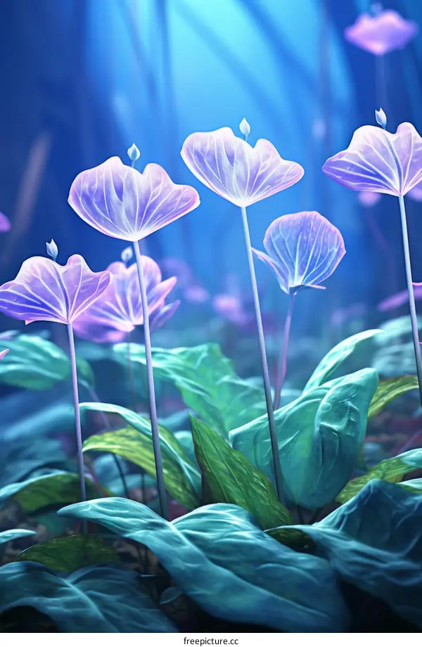 ethereal flowers in a moonlit forest