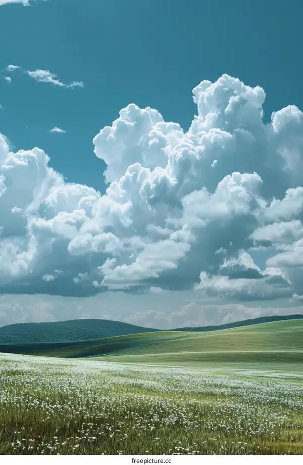 Tranquil Blue Sky and Grassland
