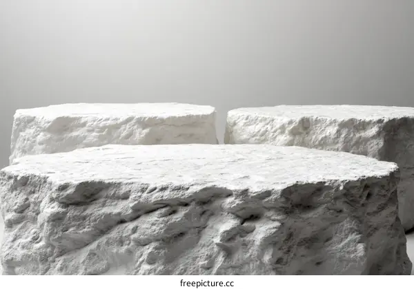 Three White Stone Display Platforms