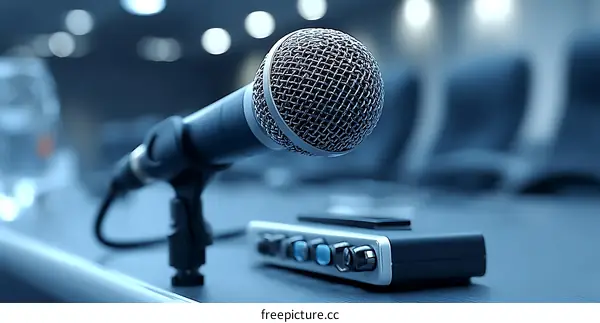 Meeting Microphone and Audio Equipment Close-up