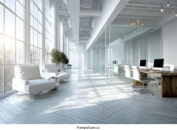 Modern Open-Plan Office Space with Natural Light