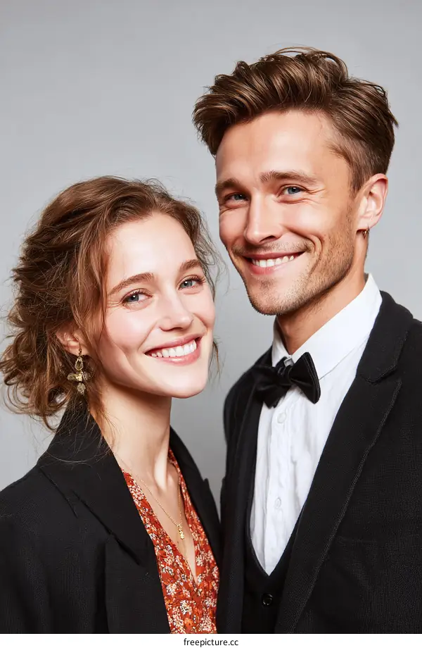 Smiling Couple in Formal Attire