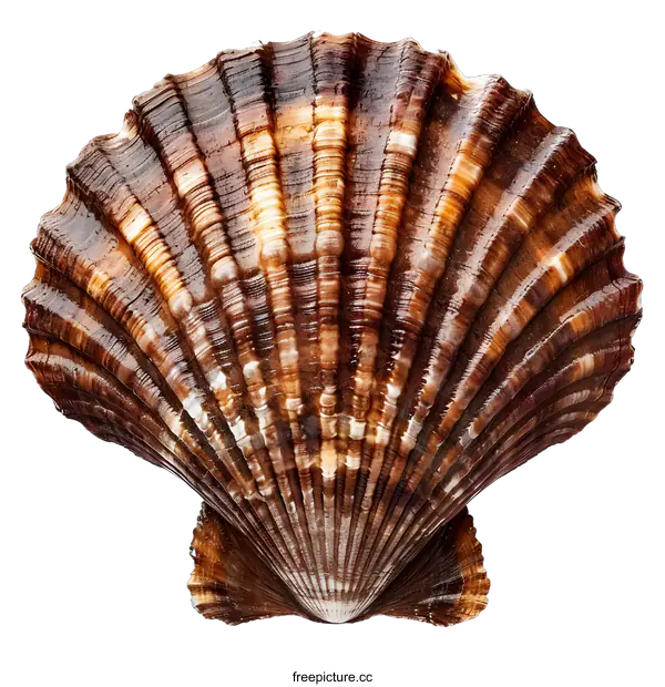 [Transparent Background PNG]Closeup of Scallop Shell on White