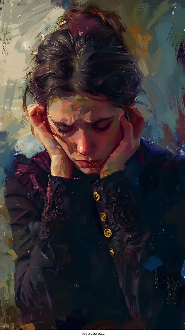 Woman in Sorrow A Digital Art Portrait