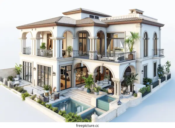 Luxury Mansion Exterior Design Illustration