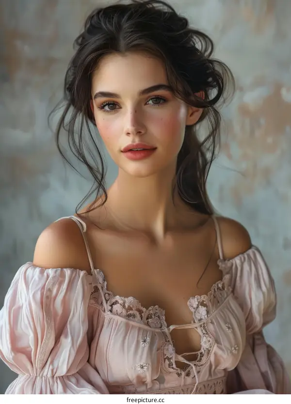 Elegant Woman in Vintage Style Dress